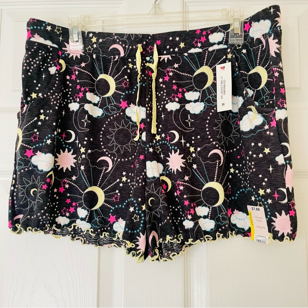 Secret Treasures Moon Stars Sleep Shorts Space Print Drawstring Lounge Cute